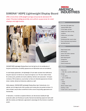 SIMONA® HDPE Display Board Sheet Brochure